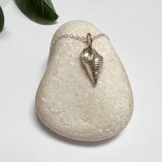 Handmade dainty silver shell necklace cast from a real seashell