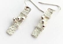 Sterling Silver Bar Hammered Drop Earrings