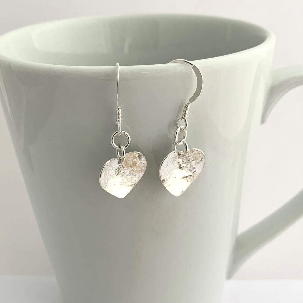 Sterling Silver Dangly Heart Earrings