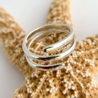 Sterling Silver Hammered Open Spiral Ring