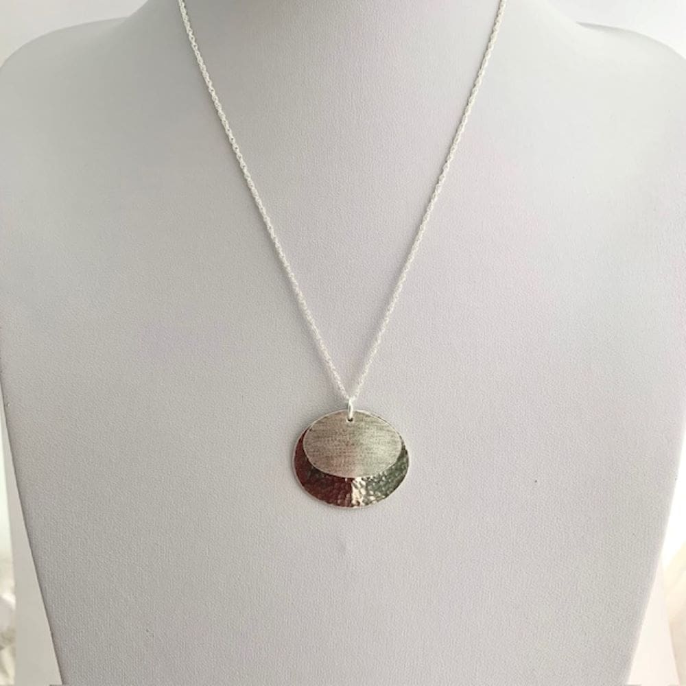 Sterling Silver Oval Textured Necklace
