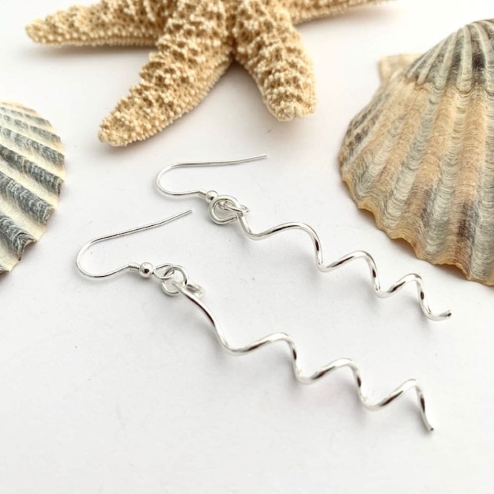 Sterling Silver Wire Corkscrew Dangle Earrings