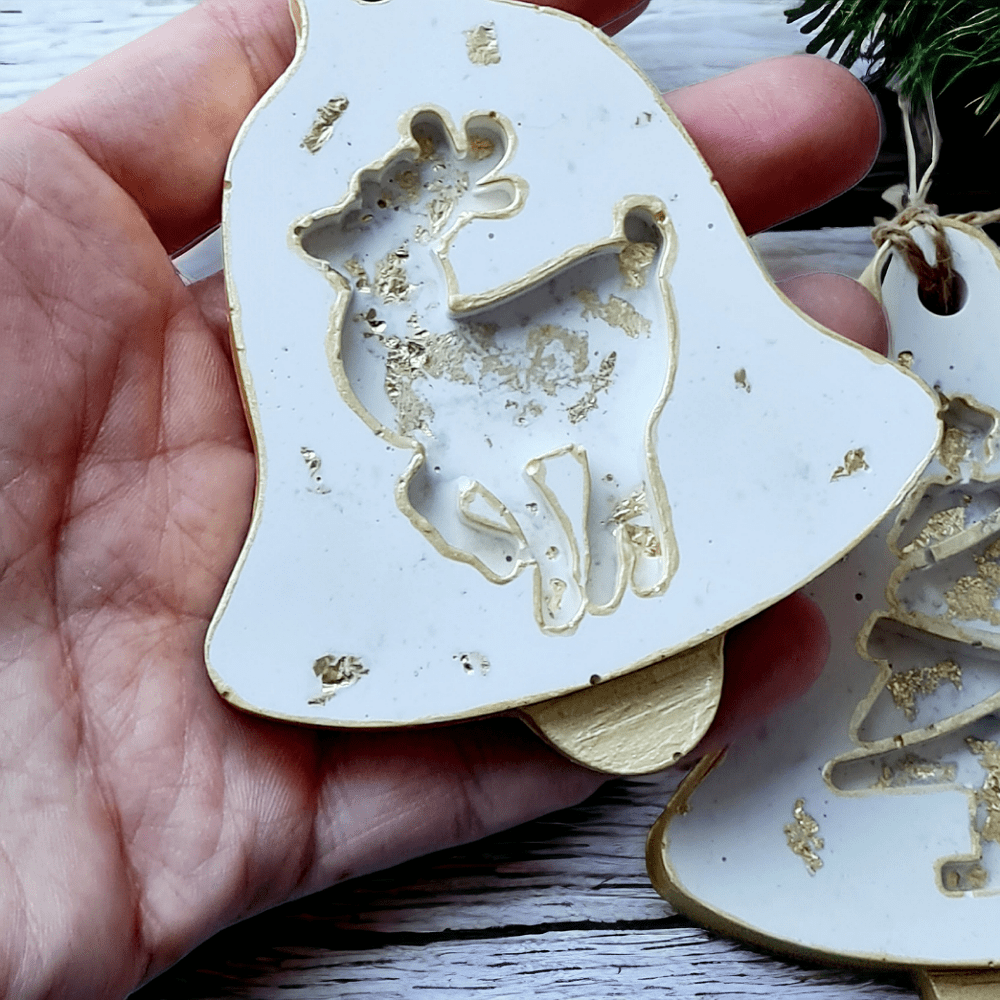 White-and-gold-bell-tree-ornament-Christmas