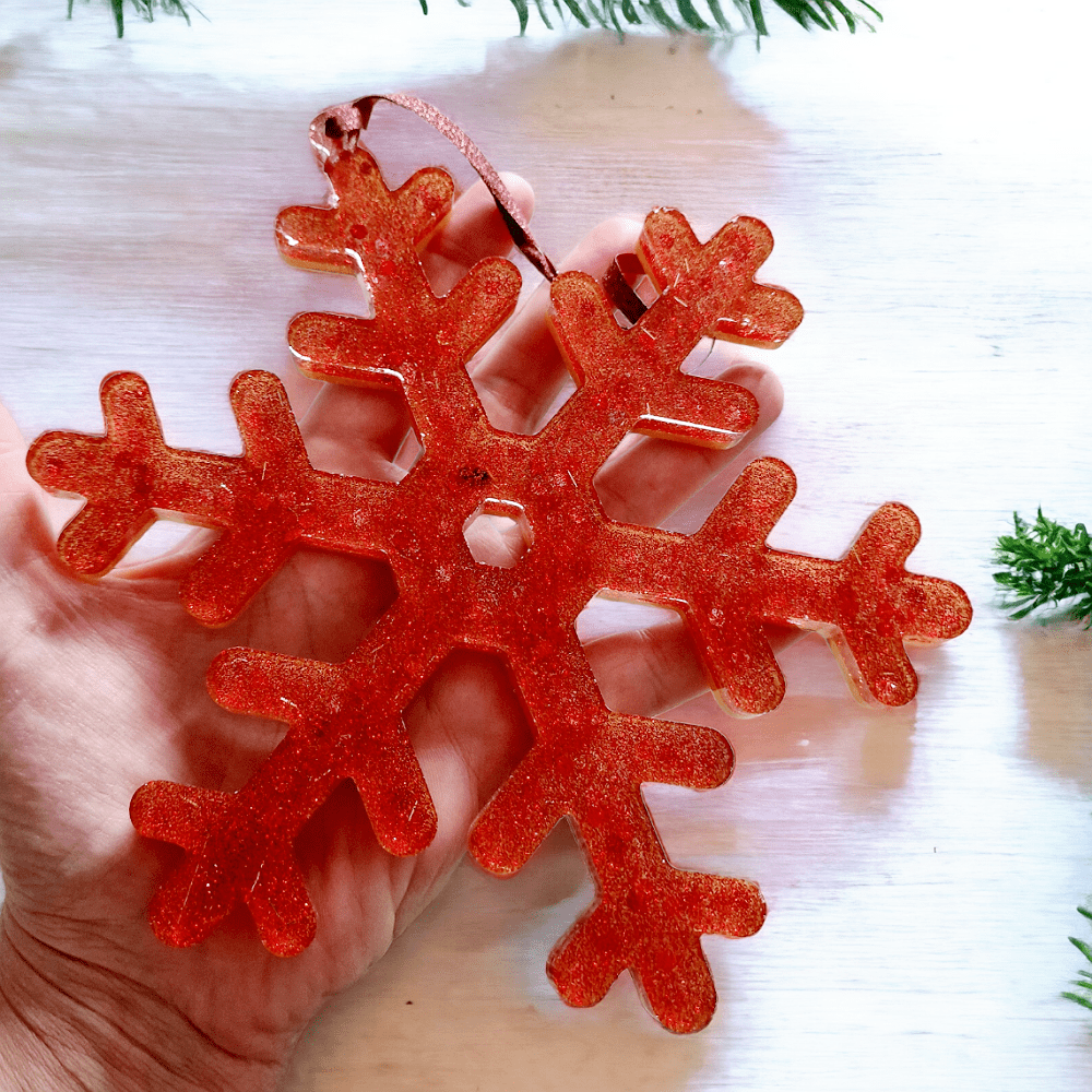 Xmas snowflake - gold red - resin - Christmas