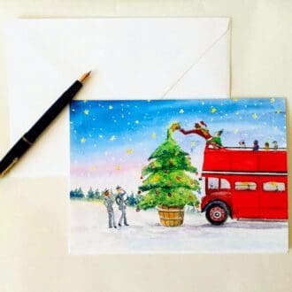 london bus christmas card