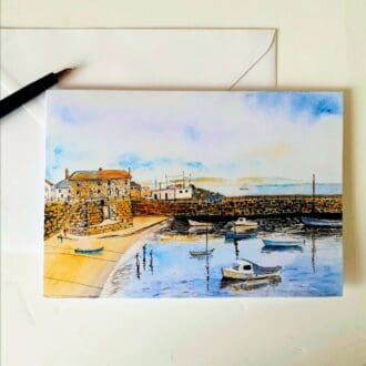 mousehole harbour greetings card