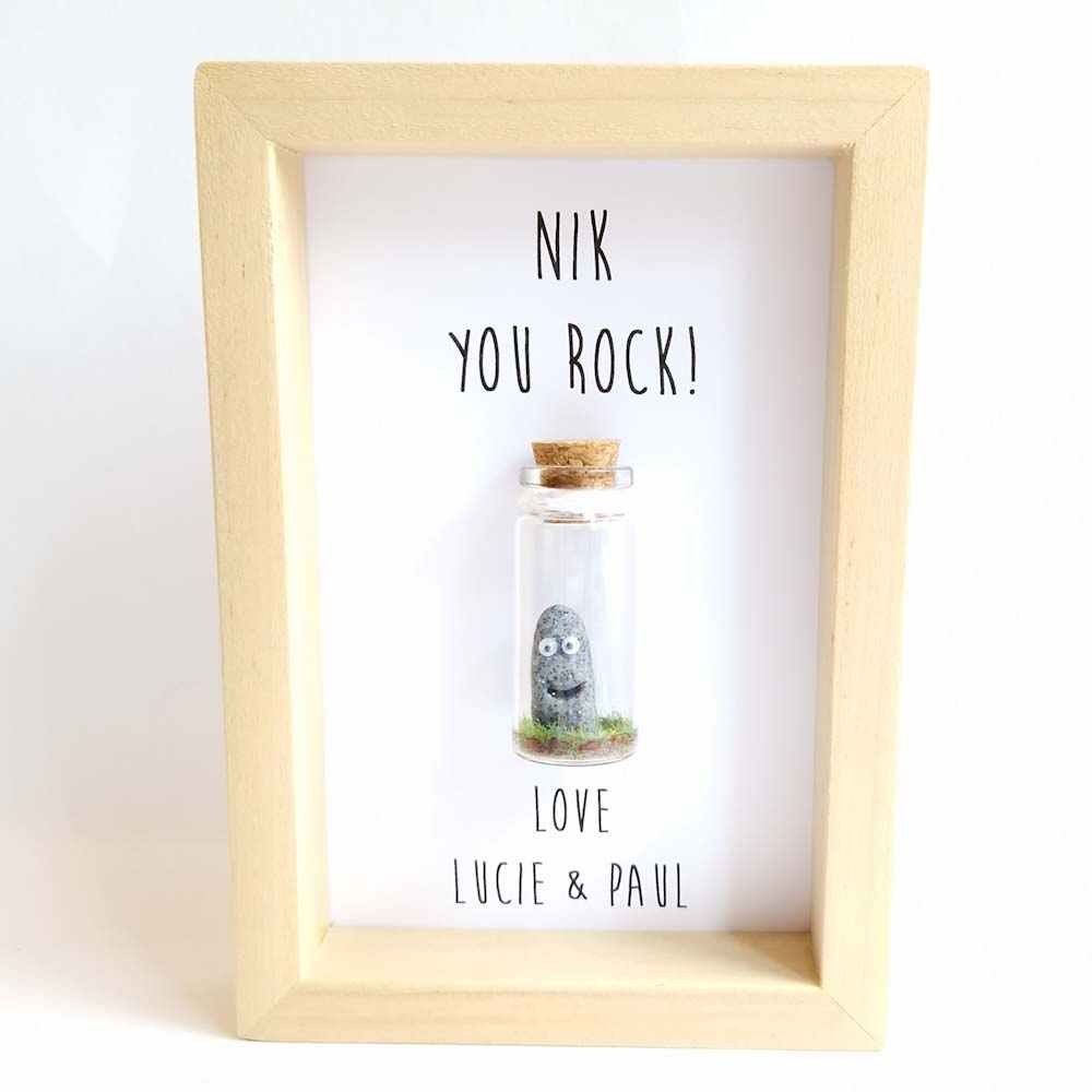 Personalised gift with a polymer clay rock figure