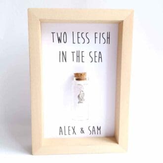 personalised wedding frame, two less fish in the sea quote