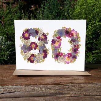 80th birthday card, numbers 80-89
