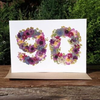 90th birthday card, numbers 90-99