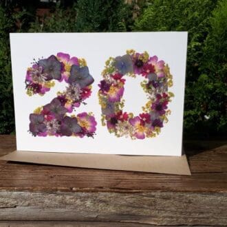 20th birthday card, numbers 20-29