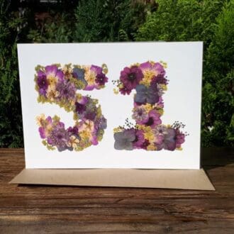 51st birthday card, numbers 51-59