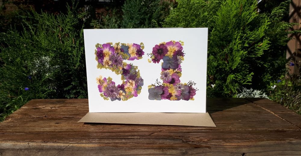 51st birthday card, numbers 51-59