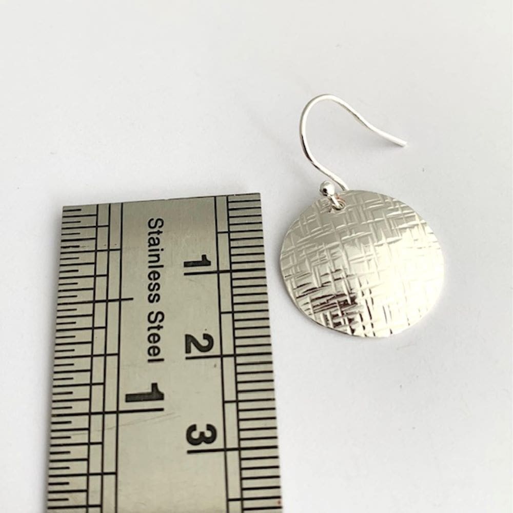 925 Silver Disc Convex Dangle Earrings