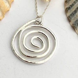 925 Sterling Silver Textured Spiral Pendant