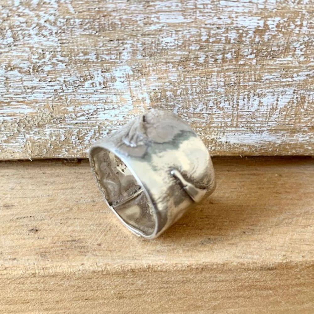 925 Sterling Silver Wide Rustic Ring