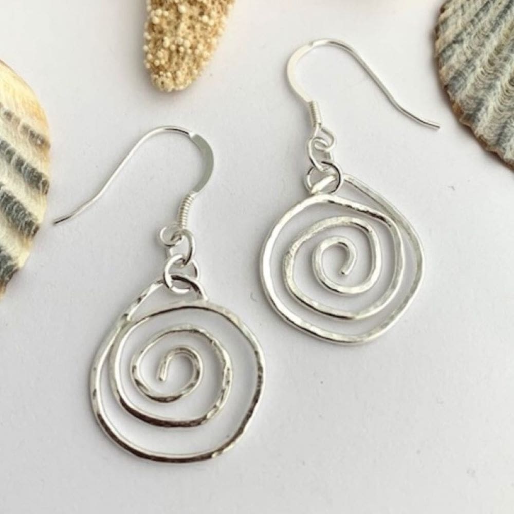 925 Sterling Silver Wire Hammered Circle Earrings