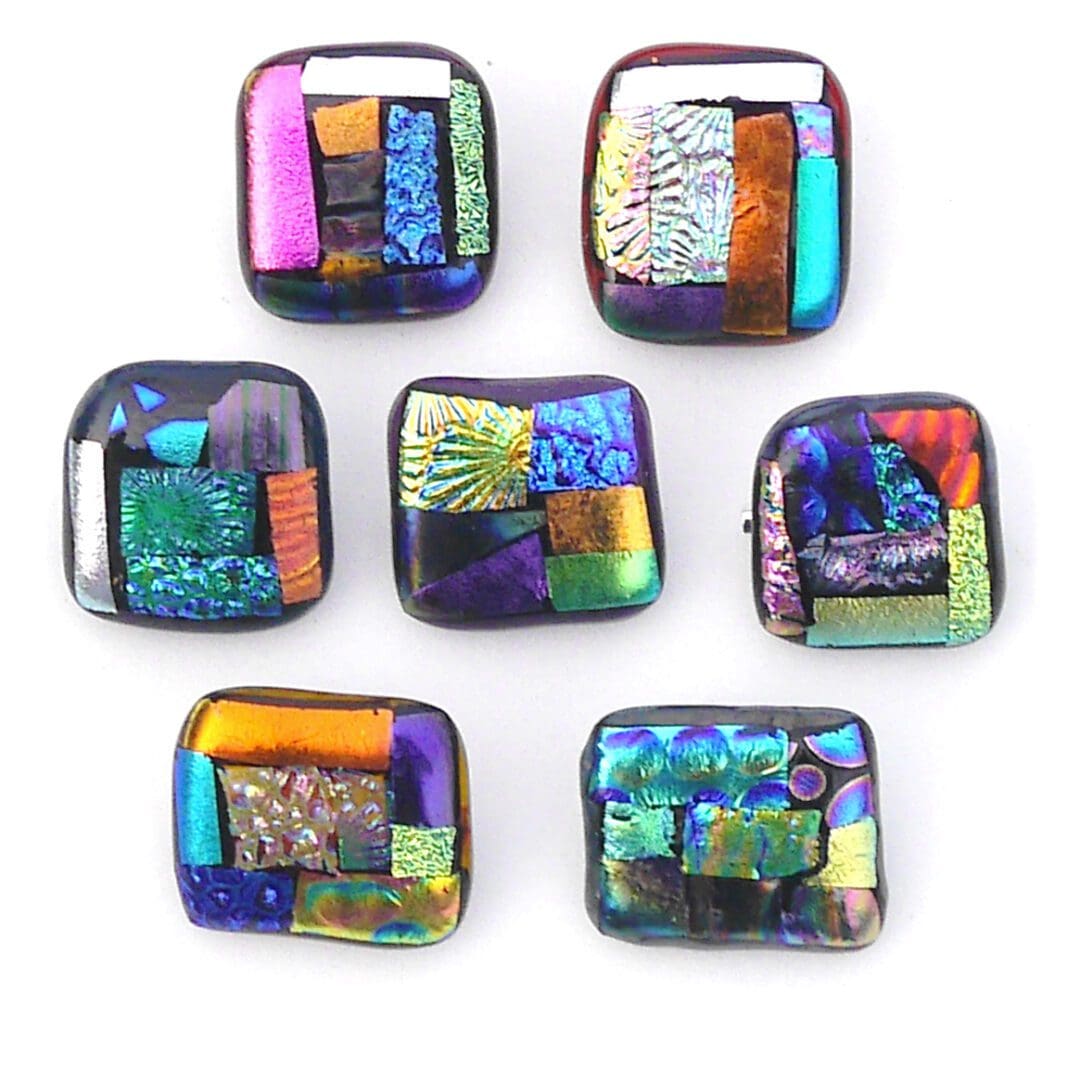 dichroic fused glass patchwork brooch handmade