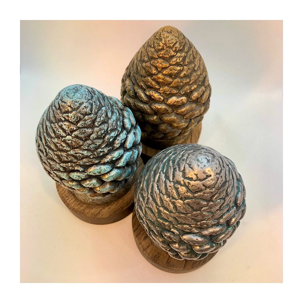 Old Christmas Metal Pine Cone Candle Holders