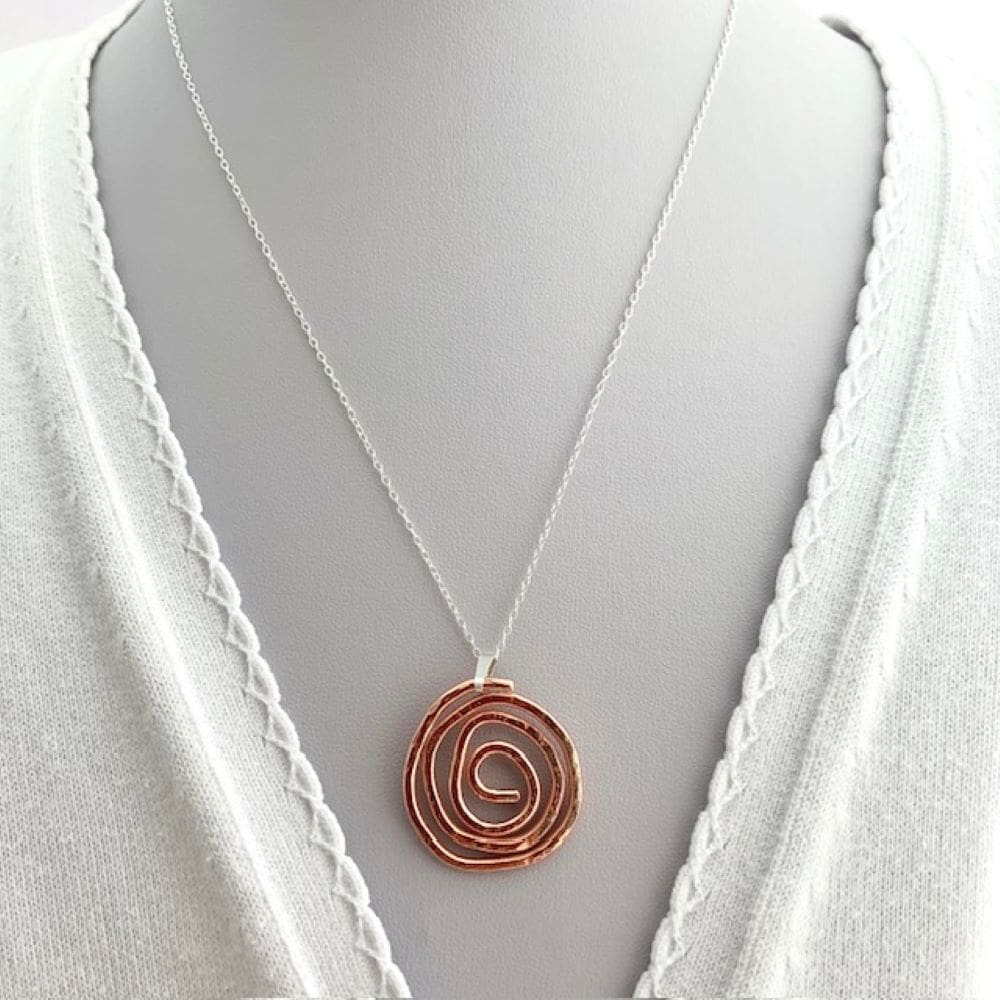 Copper Spiral Textured Wire Necklace