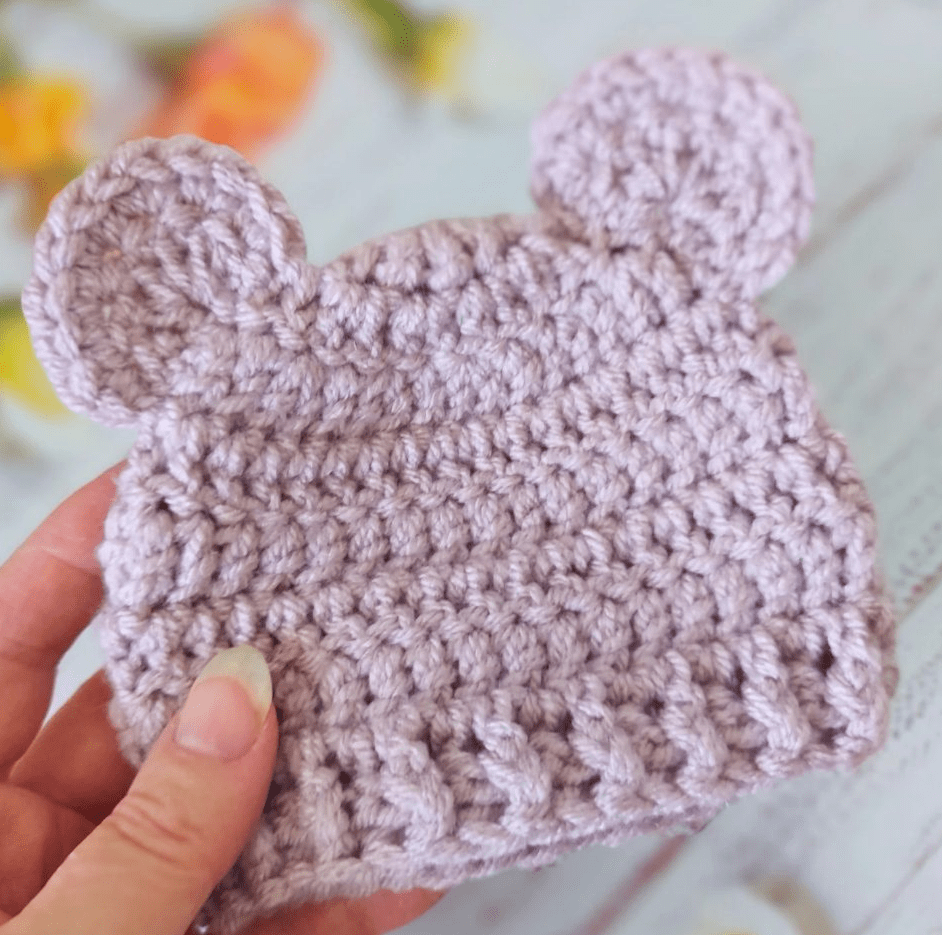 Newborn chunky baby bear beanie hat