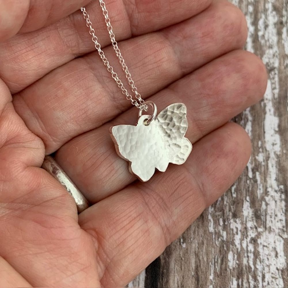 Hammered 925 Sterling Silver Butterfly Necklace