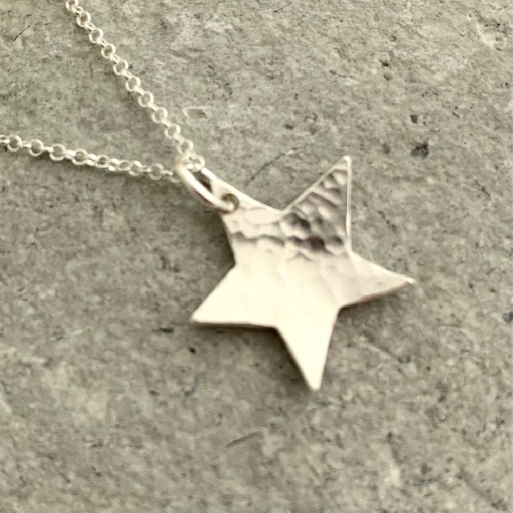 Hammered 925 Sterling Silver Star Pendant