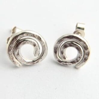 Hammered Sterling Silver Coil Stud Earrings
