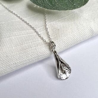 Handmade silver calla lily necklace