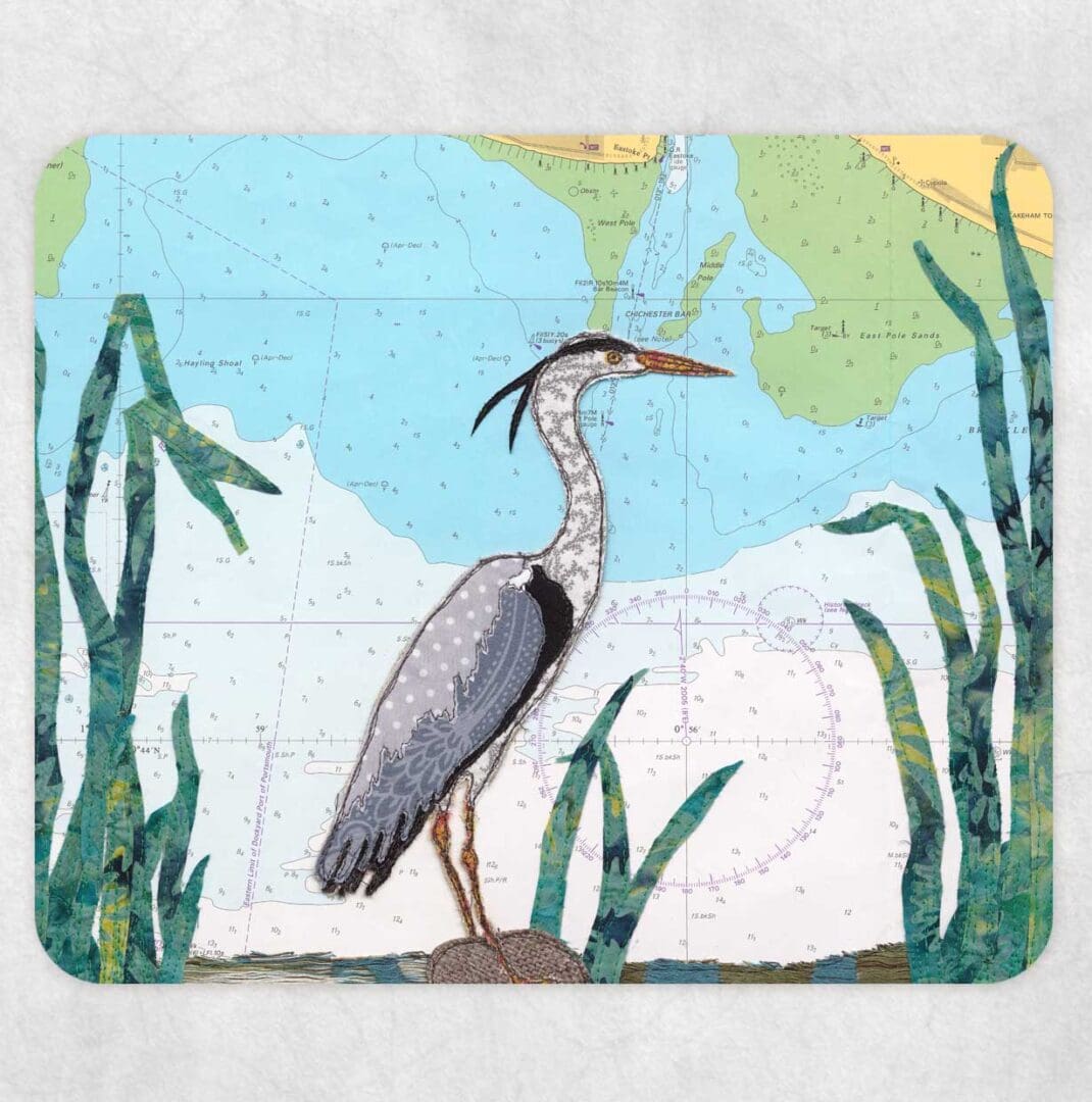 Heron at Chichester placemat by Hannah Wisdom Textiles