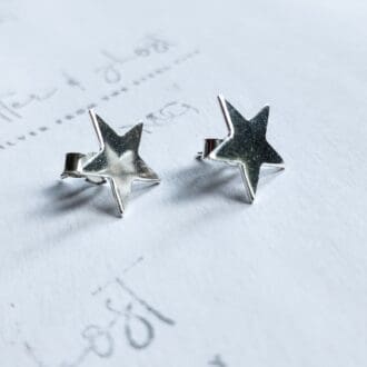 Shiny Sterling Silver Star Handmade Stud Earrings