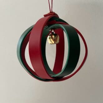 Leather Christmas tree decoration with bell hand crafted