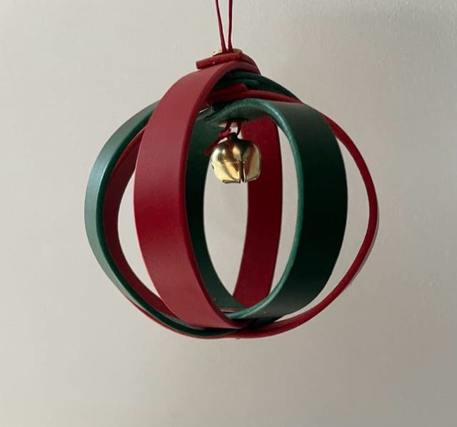 Leather bauble for Christmas tree with bell