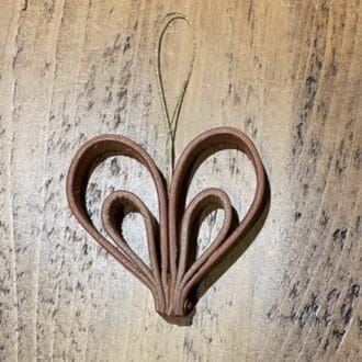 Christmas tree decoration natural oiled leather heart shaped