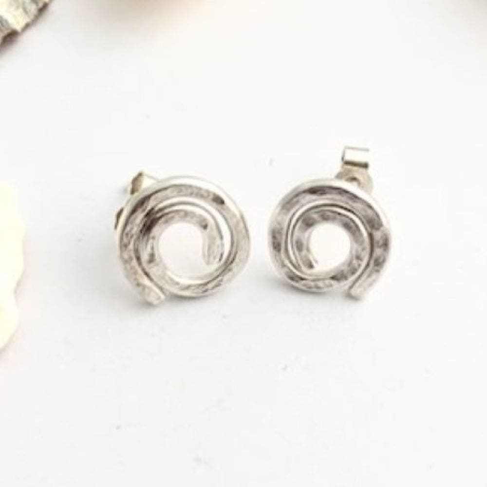 Little sterling silver textured stud earrings