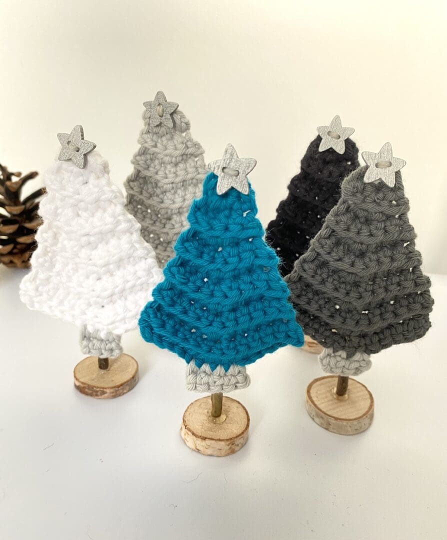 Mini Christmas Trees - silver grey black white teal