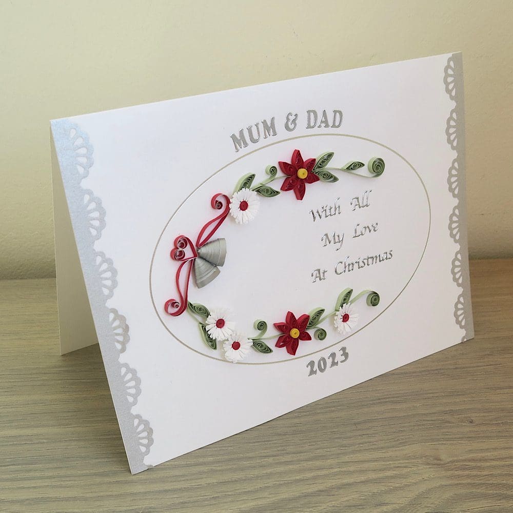 Quilled personalised Christmas card handmade