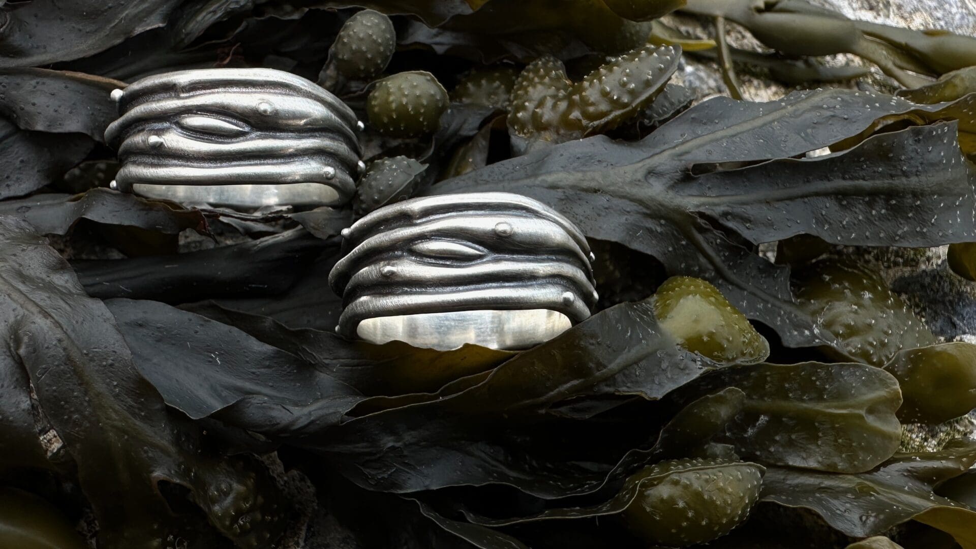 My Jewellery Garden Handmade Sterling Silver Textured Ocean Wave Ring Band