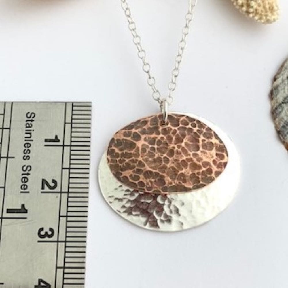 Oval Silver and Copper Necklace Pendant