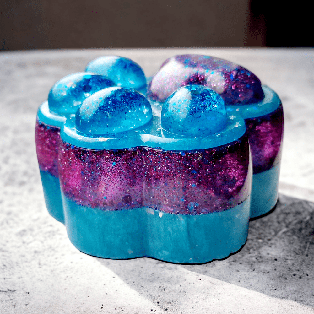 Paw jar - glitter resin - blue - purple - pet
