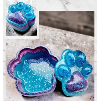 Paw jar - glitter resin - blue - purple - pet