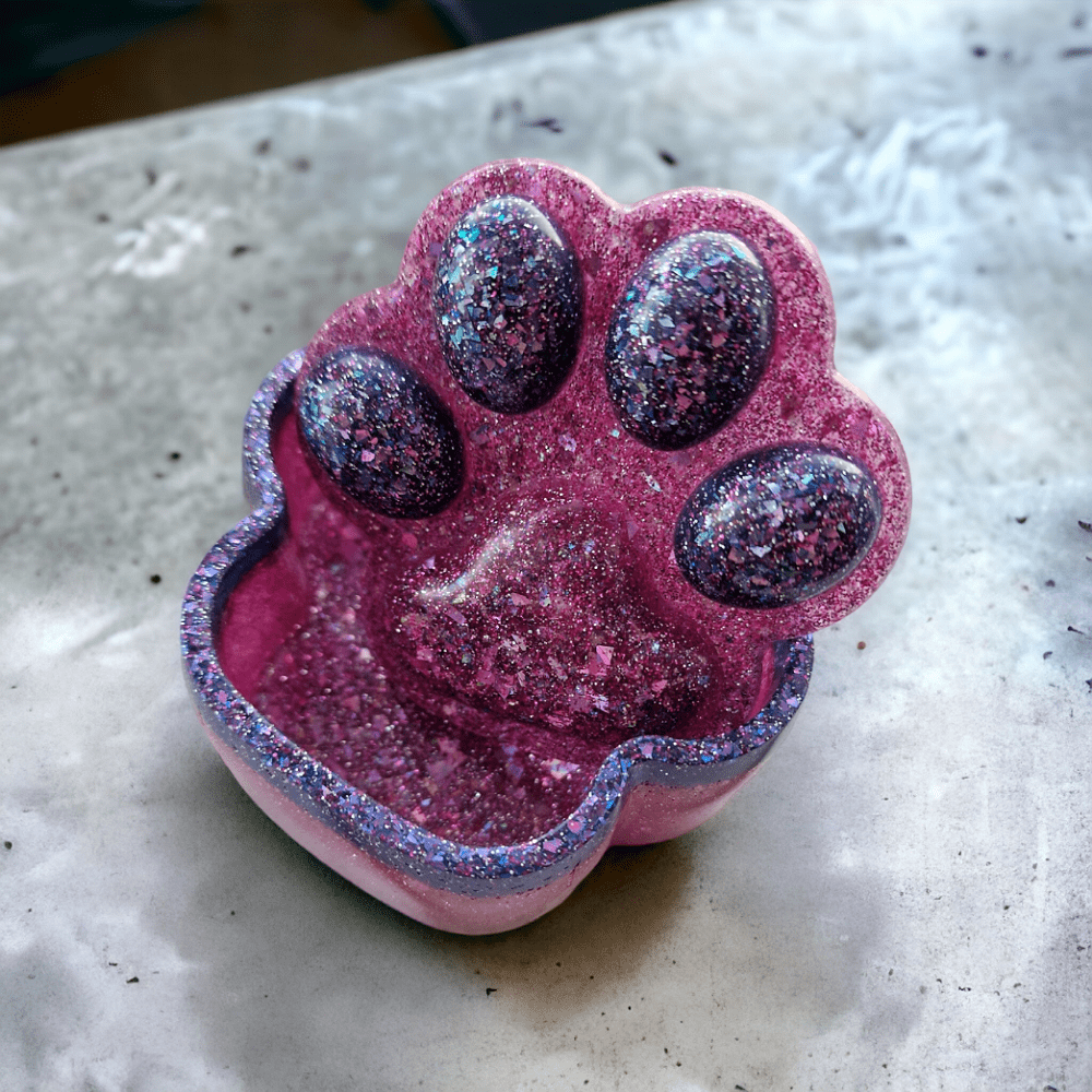 Paw jar - glitter resin - pink - purple - dog