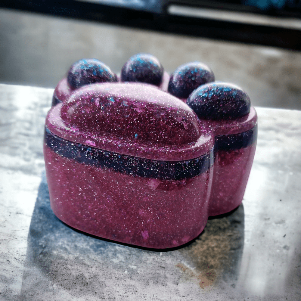 Paw jar - glitter resin - pink - purple - dog
