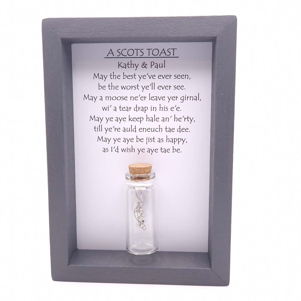 grey frame with a personalised wedding toast for a Scottish wedding