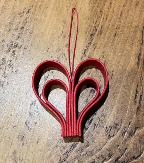 Red Italian leather Christmas tree decoration hand crafted