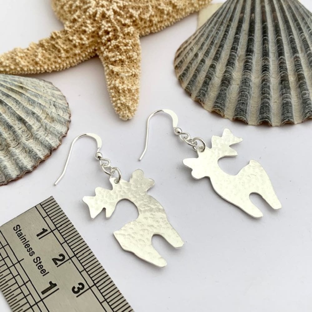 Reindeer Sterling Silver Christmas Earrings