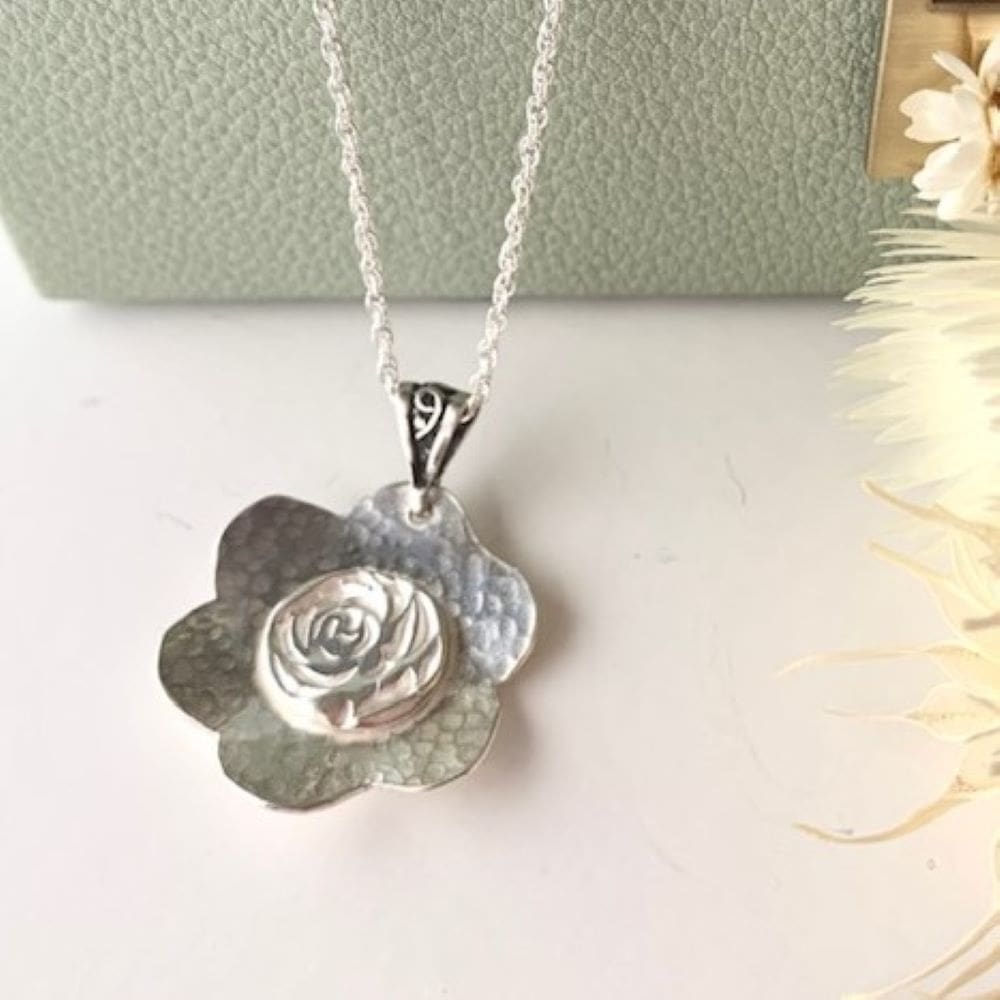 Silver Flower Necklace Pendant