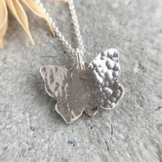 Small Sterling Silver Hammered Butterfly Necklace