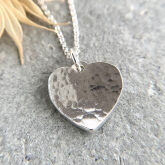 Small Sterling Silver Hammered Heart Necklace