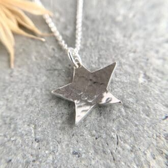 Small Sterling Silver Hammered Star Necklace